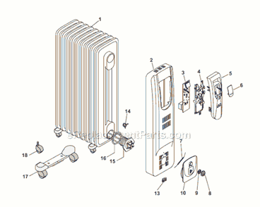 Page A Diagram and Parts List for EW7507EK  DeLonghi Heater