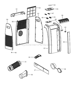 Page A Diagram and Parts List for PACA130HPE  DeLonghi Air Conditioner