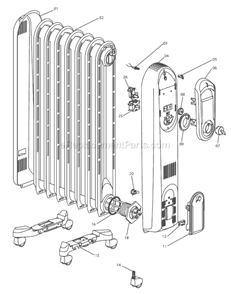 Part Location Diagram of 5910910001 DeLonghi Control Panel