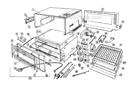 Page A Diagram and Parts List for XU24ST  DeLonghi Toaster Oven