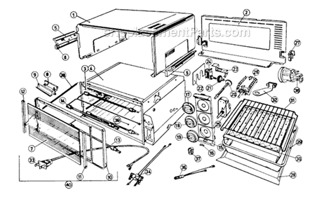 Page A Diagram and Parts List for XU30L  DeLonghi Toaster Oven