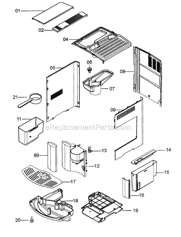 Page A Diagram and Parts List for EAM3400  DeLonghi Coffee Maker