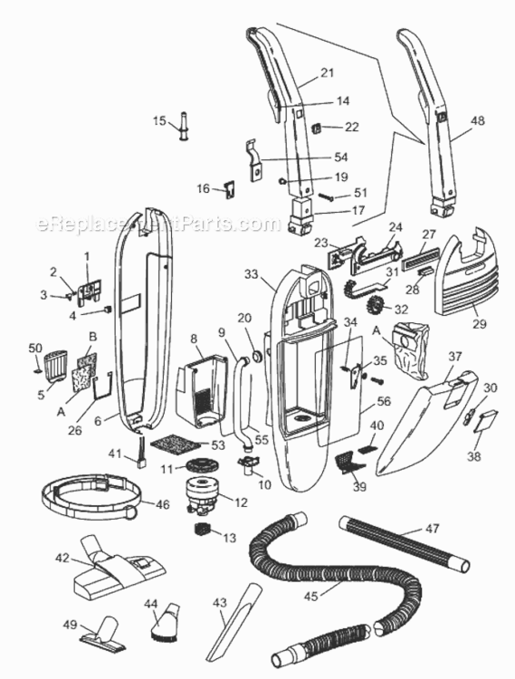 Page A Diagram and Parts List for EB1100E  DeLonghi Upright Vacuum