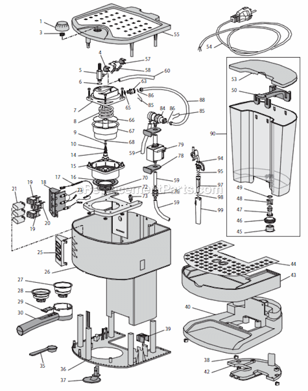 Page A Diagram and Parts List for EC330  DeLonghi Coffee Maker