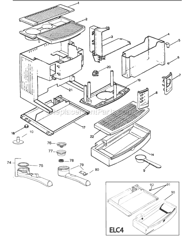Page A Diagram and Parts List for EC610  DeLonghi Coffee Maker