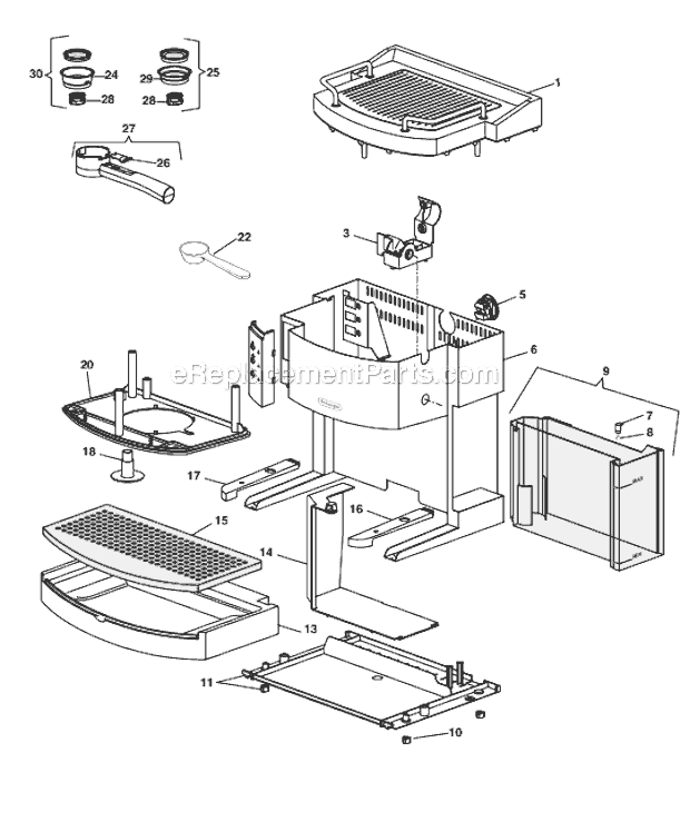 Page A Diagram and Parts List for EC702  DeLonghi Coffee Maker