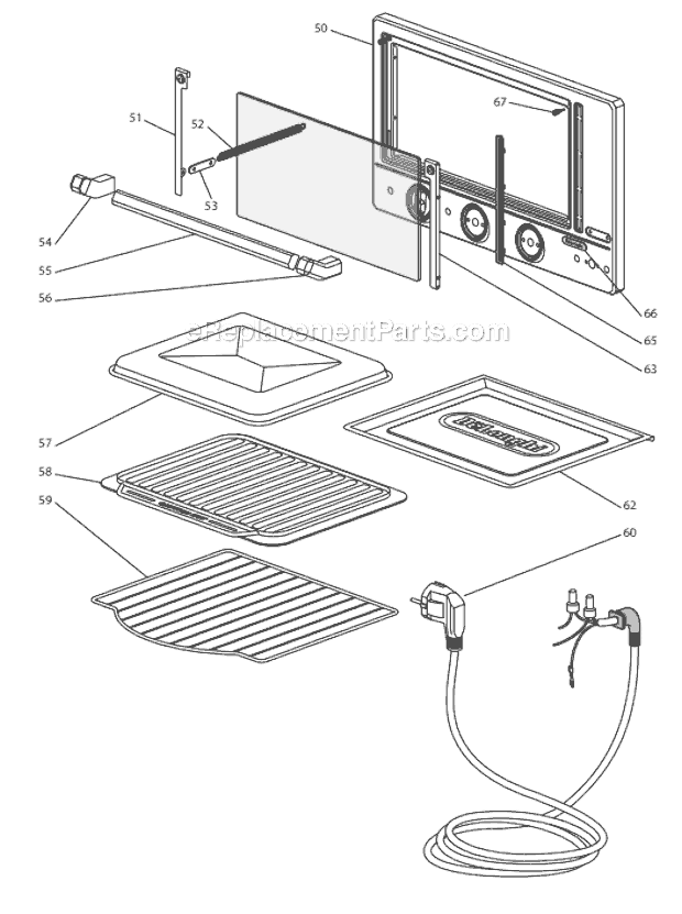 Page B Diagram and Parts List for EOP2046  DeLonghi Toaster Oven