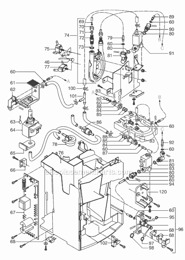 Page D Diagram and Parts List for ESAM6700  DeLonghi Coffee Maker