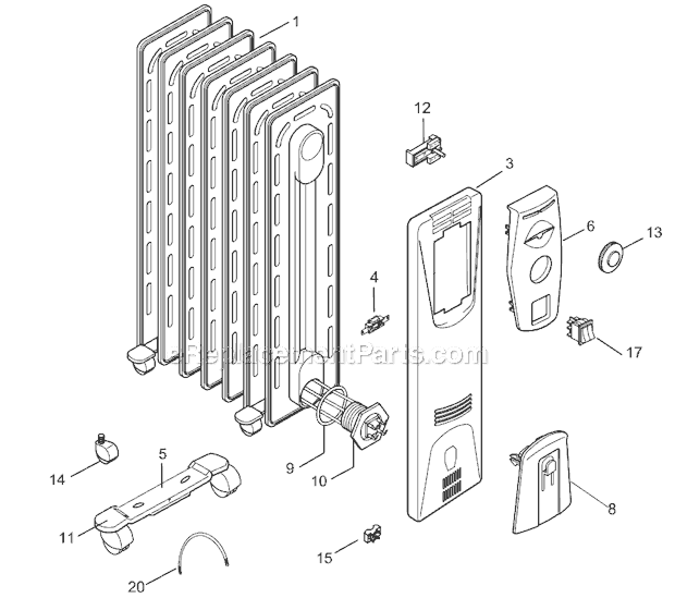 Page A Diagram and Parts List for EW0507K  DeLonghi Heater