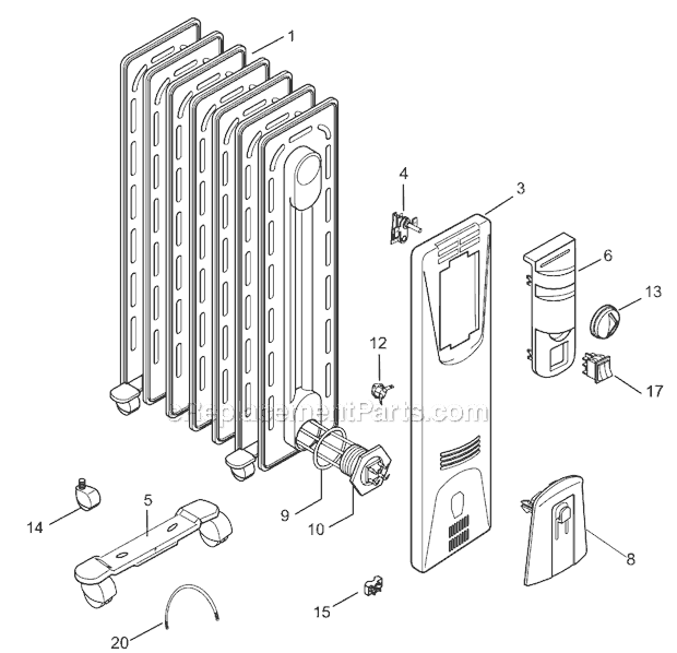 Page A Diagram and Parts List for EW0715W  DeLonghi Heater
