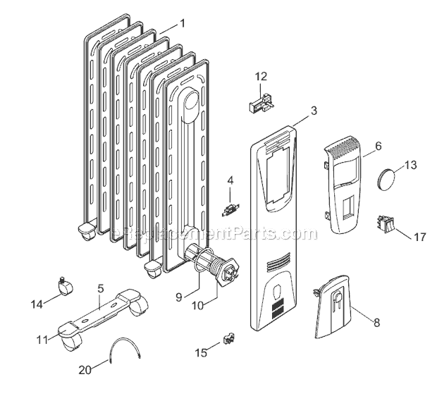 Page A Diagram and Parts List for EW6507L  DeLonghi Heater