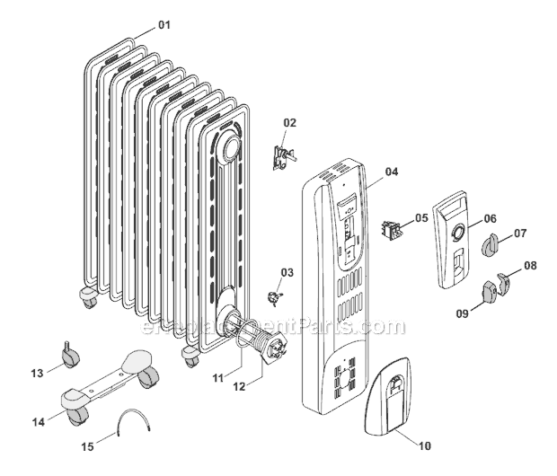 Page A Diagram and Parts List for EW7307K  DeLonghi Heater