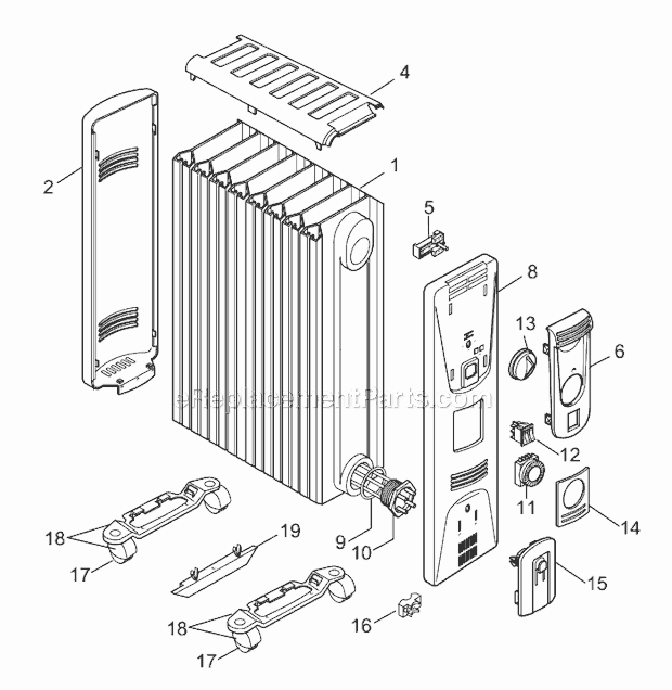 Page A Diagram and Parts List for HM25T  DeLonghi Heater