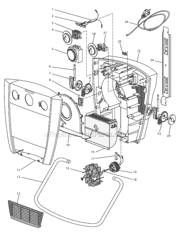 Page A Diagram and Parts List for HWB50TK  DeLonghi Heater