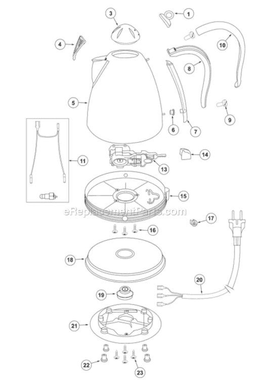 Page A Diagram and Parts List for KBM1511  DeLonghi Kettle