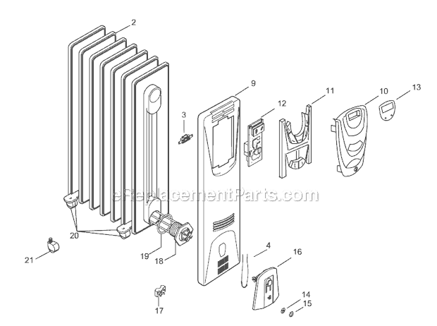 Page A Diagram and Parts List for MG15E  DeLonghi Heater