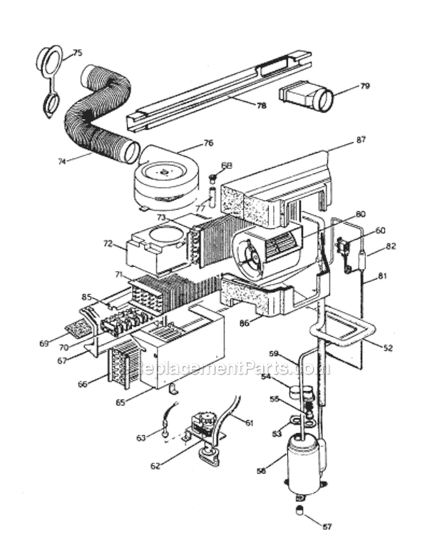 Page B Diagram and Parts List for PAC250U  DeLonghi Air Conditioner