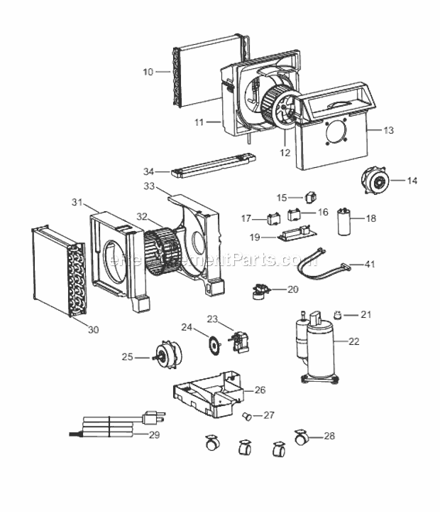 Page B Diagram and Parts List for PACA120LE  DeLonghi Air Conditioner