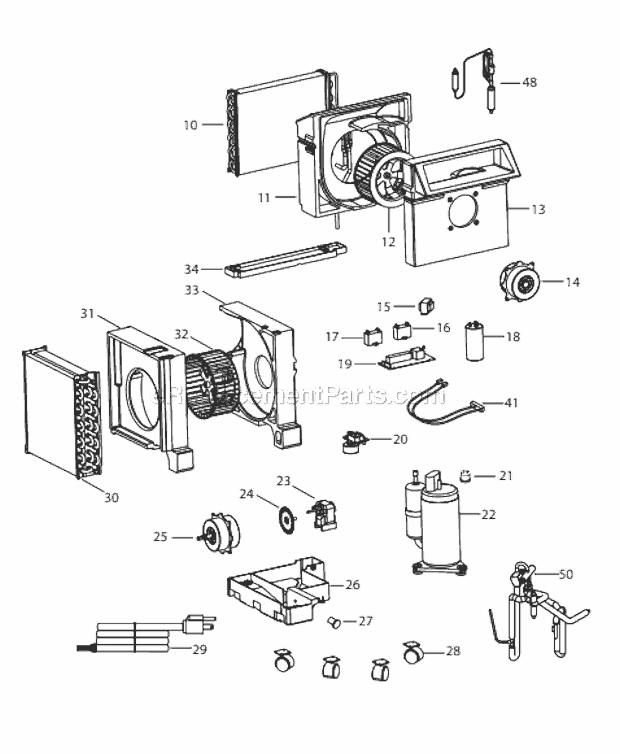 Page B Diagram and Parts List for PACA130HPE  DeLonghi Air Conditioner