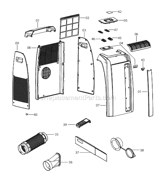 Page A Diagram and Parts List for PACA140E  DeLonghi Air Conditioner