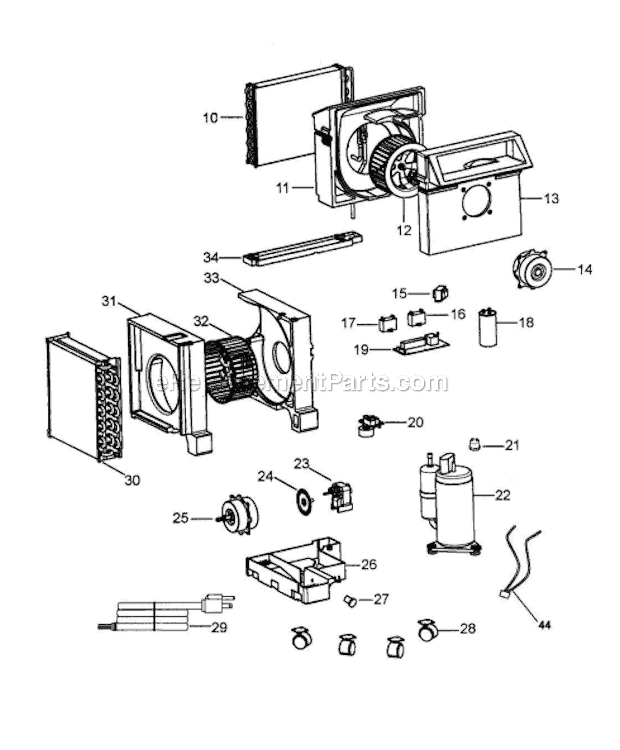 Page B Diagram and Parts List for PACC120E  DeLonghi Air Conditioner