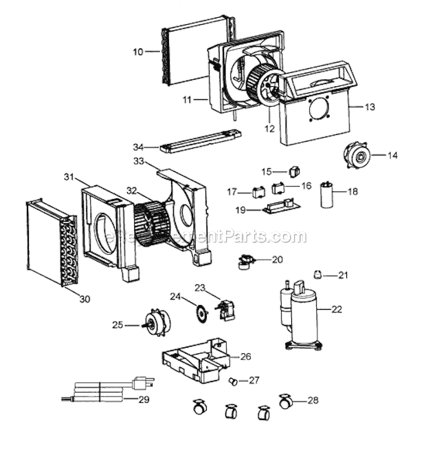 Page B Diagram and Parts List for PACC120  DeLonghi Air Conditioner