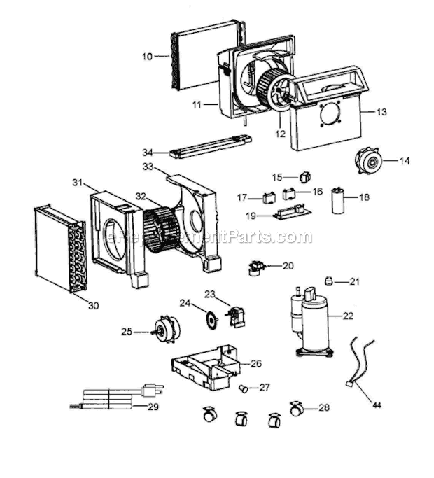 Page B Diagram and Parts List for PACC130EK  DeLonghi Air Conditioner