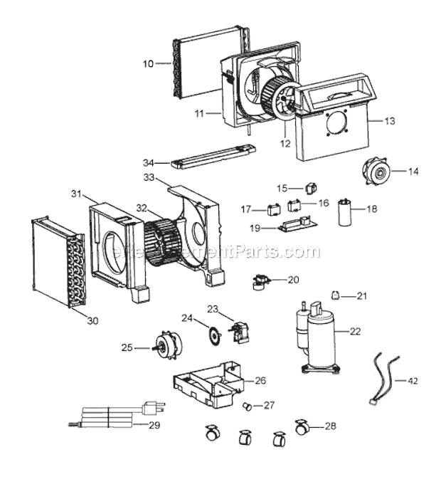 Page B Diagram and Parts List for PACCQ120  DeLonghi Air Conditioner