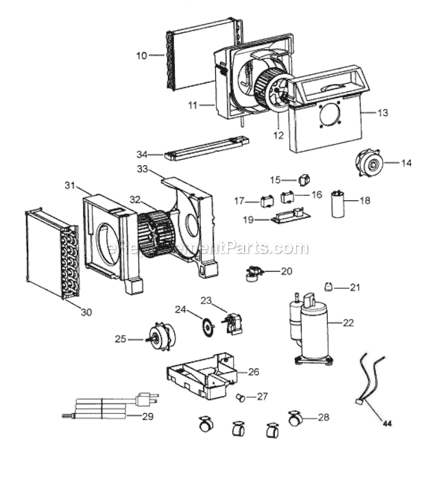 Page B Diagram and Parts List for PACCT90  DeLonghi Air Conditioner
