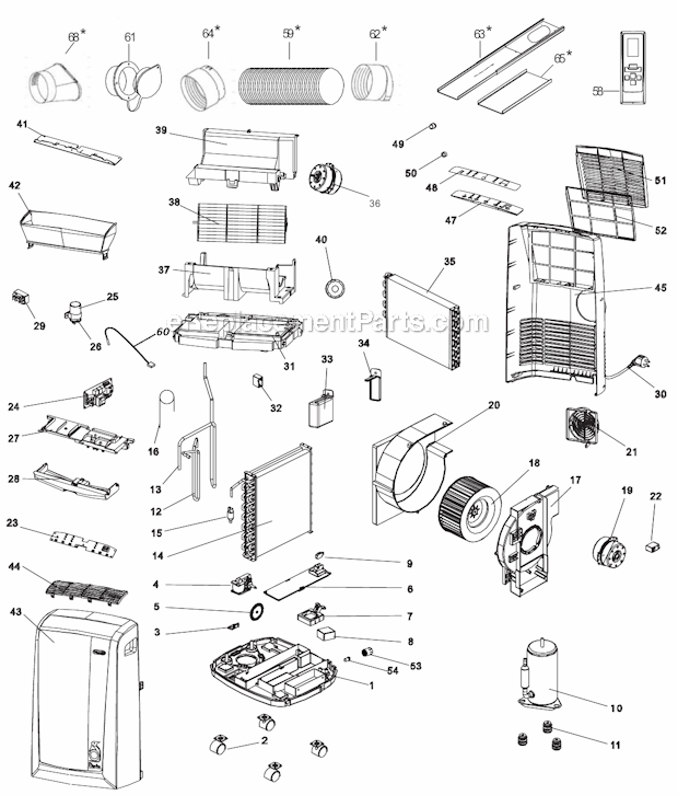 Page A Diagram and Parts List for PACN100EL  DeLonghi Air Conditioner