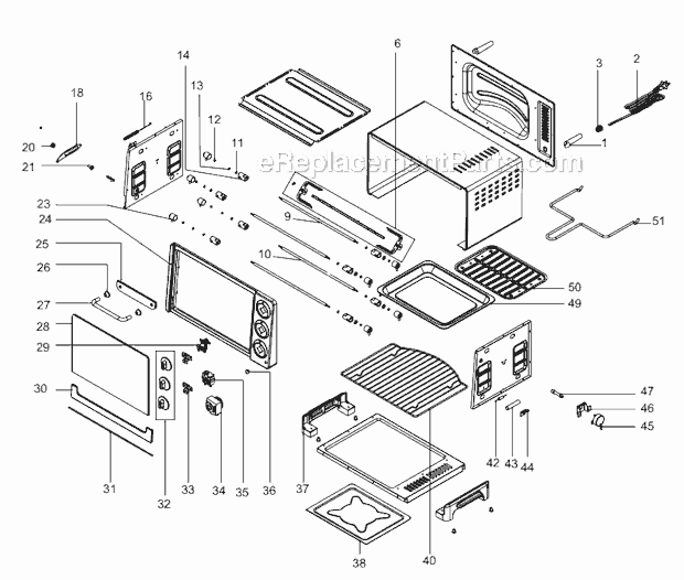 Page A Diagram and Parts List for RO2050  DeLonghi Toaster Oven