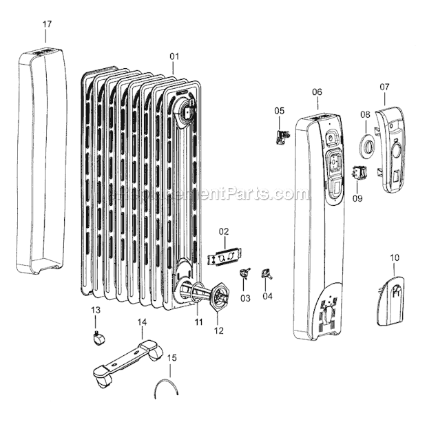 Page A Diagram and Parts List for TRH0715  DeLonghi Heater