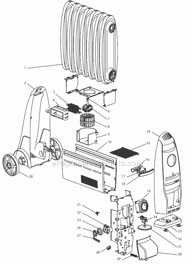 Page A Diagram and Parts List for TRN15F1T  DeLonghi Heater