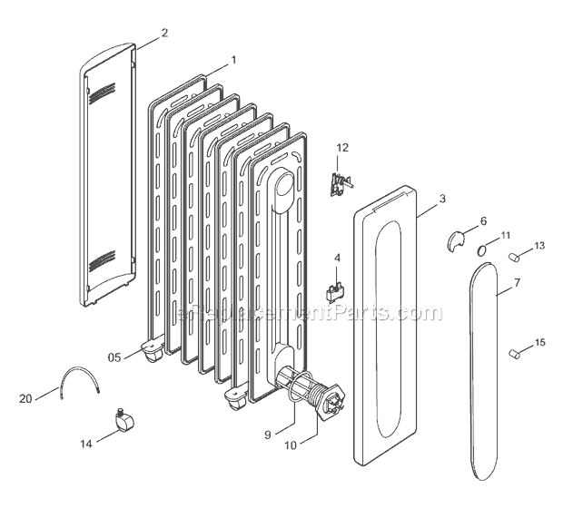 Page A Diagram and Parts List for TRR0715  DeLonghi Heater