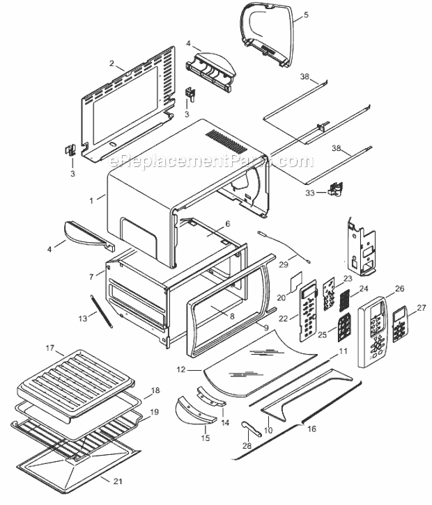 Page A Diagram and Parts List for XD629B  DeLonghi Toaster Oven