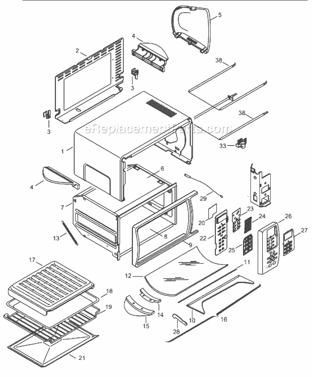 Page A Diagram and Parts List for XD629W  DeLonghi Toaster Oven