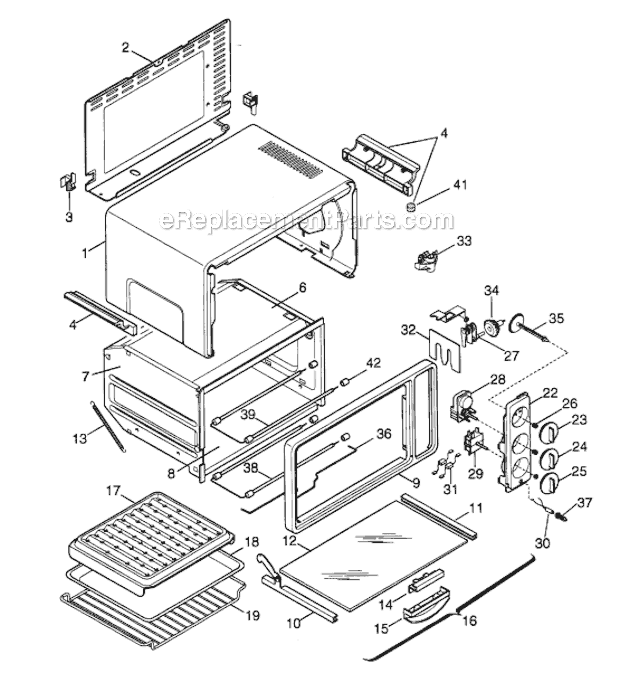 Page A Diagram and Parts List for XU25STD  DeLonghi Toaster Oven
