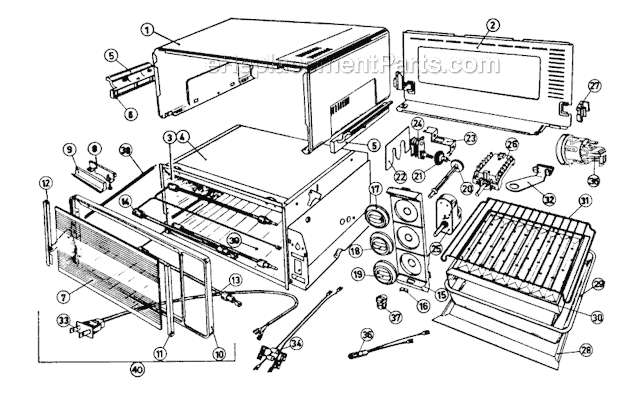 Page A Diagram and Parts List for XU30L  DeLonghi Toaster Oven
