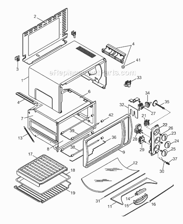 Page A Diagram and Parts List for XU625W  DeLonghi Toaster Oven