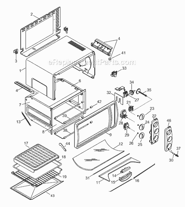 Page A Diagram and Parts List for XU685  DeLonghi Toaster Oven