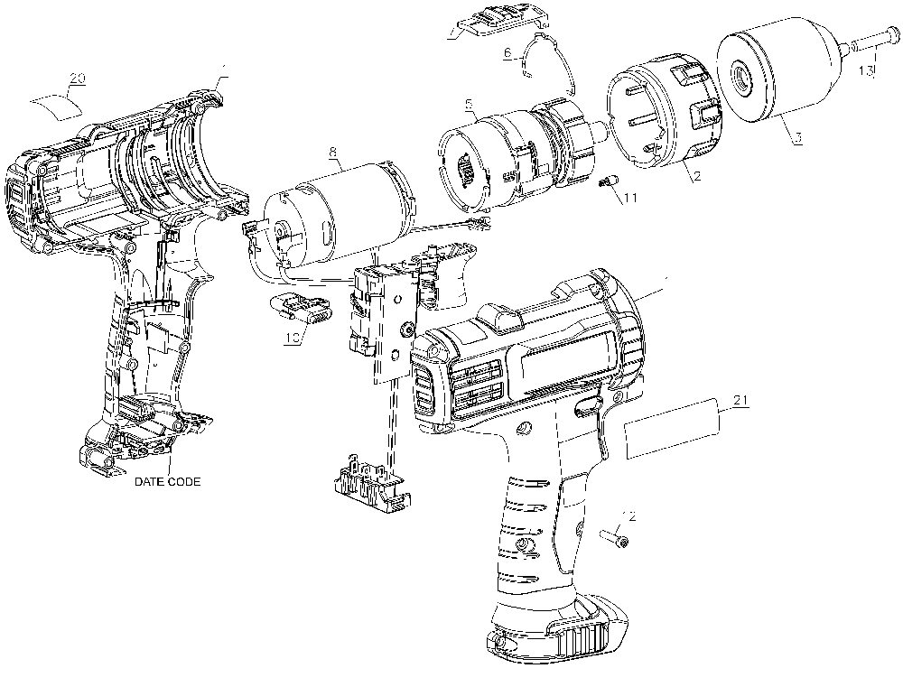 Exploded Diagram A Diagram and Parts List for BDP038 Type 3 DeVilbiss Drill
