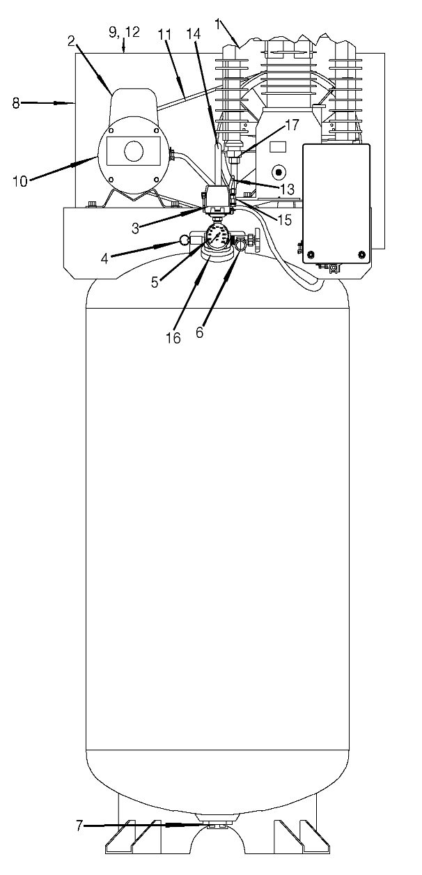 Default Diagram and Parts List for ACSL560V2 Type 0 DeVilbiss Compressor