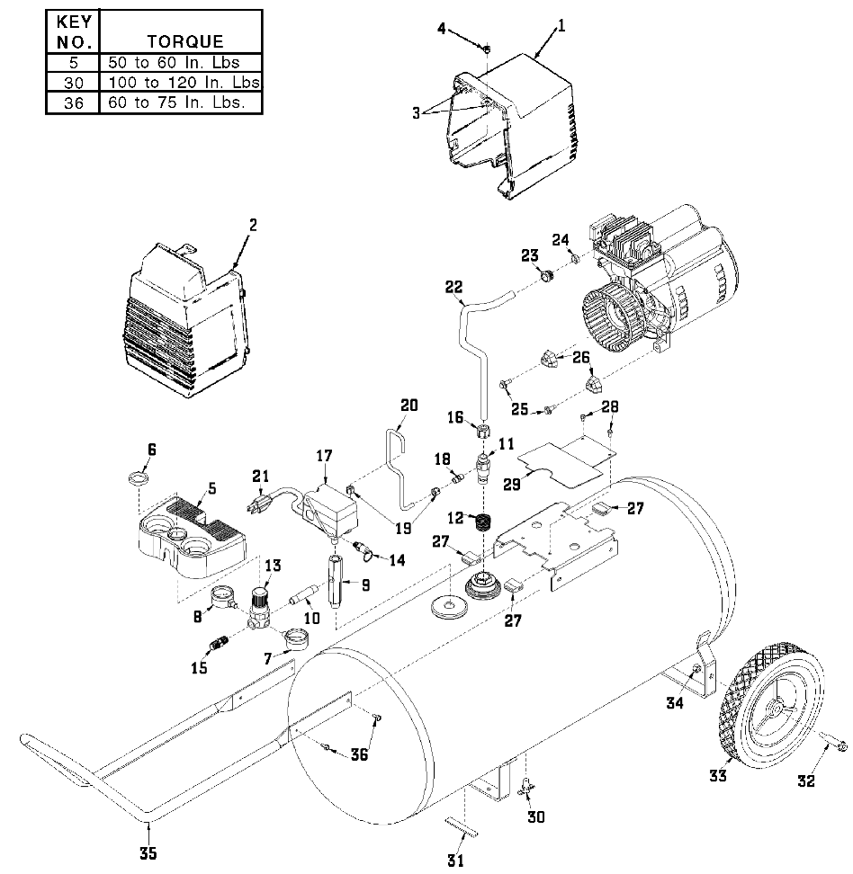 Default Diagram and Parts List for IRF18 Type 4 DeVilbiss Compressor