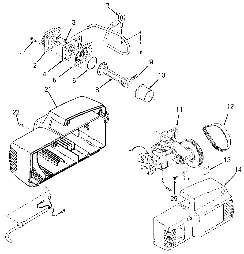 Default 2 Diagram and Parts List for GFAC1025 Type 0 DeVilbiss Compressor