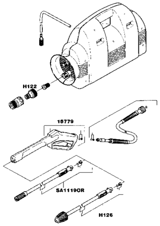 Page A Diagram and Parts List for 1119WB Type 1 DeVilbiss Pressure Washer