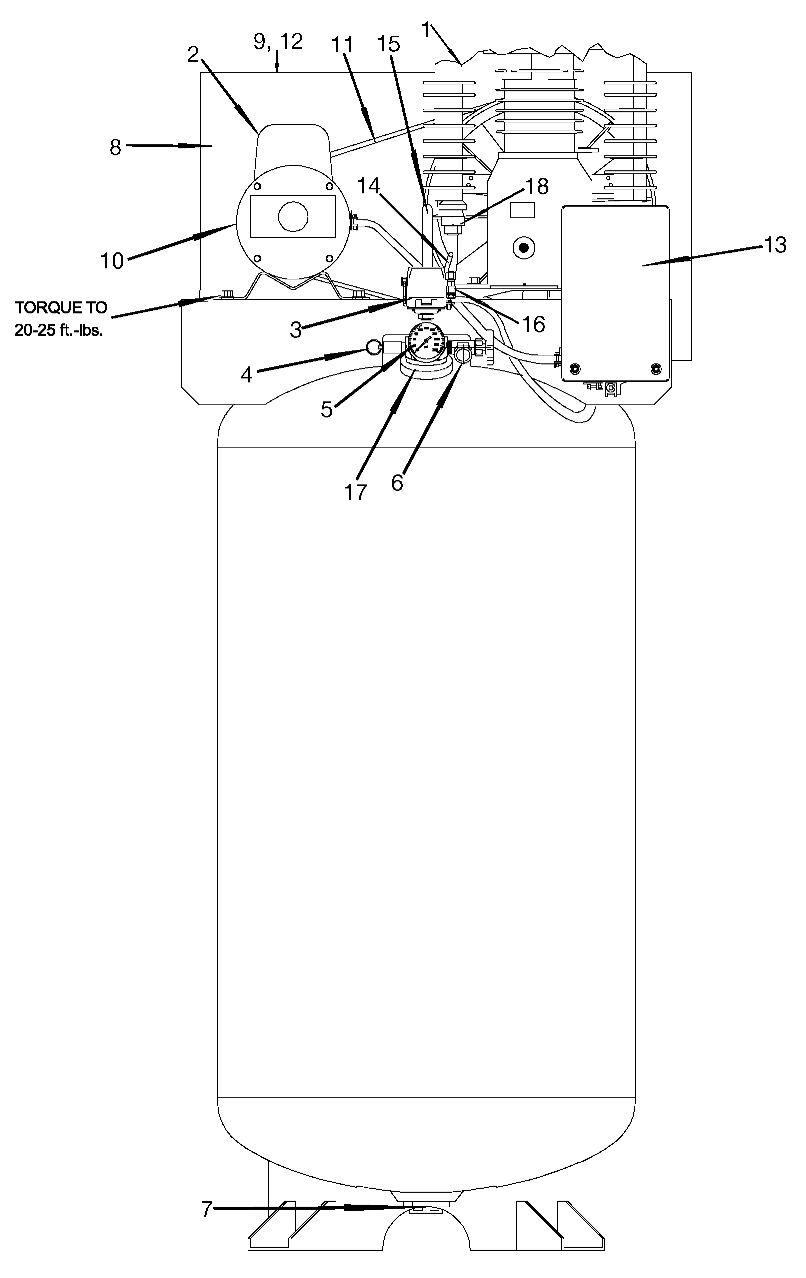 Default Diagram and Parts List for ACSL6580V2 Type 0 DeVilbiss Compressor