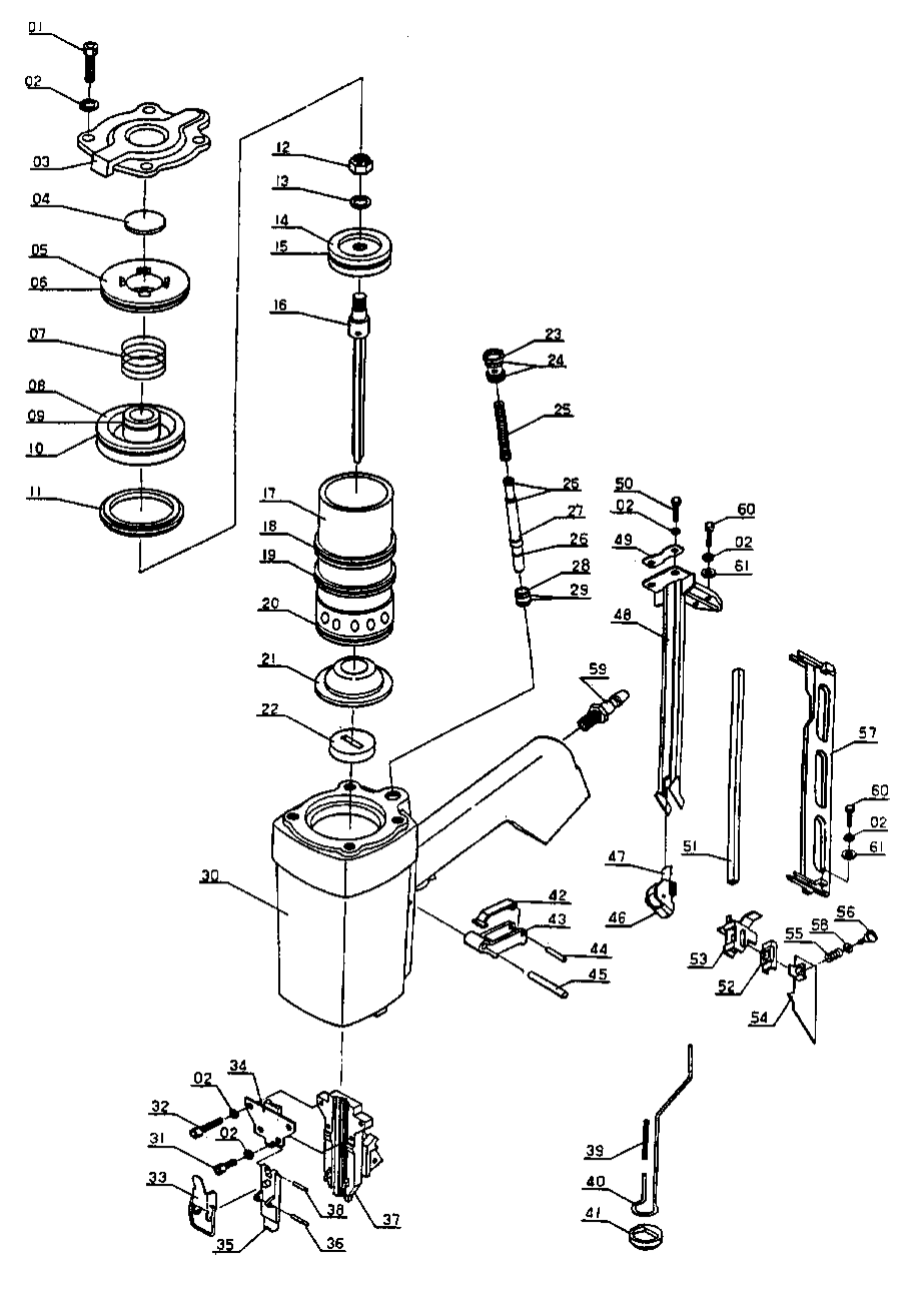 Default Diagram and Parts List for AFN5 Type 1 DeVilbiss Nailer