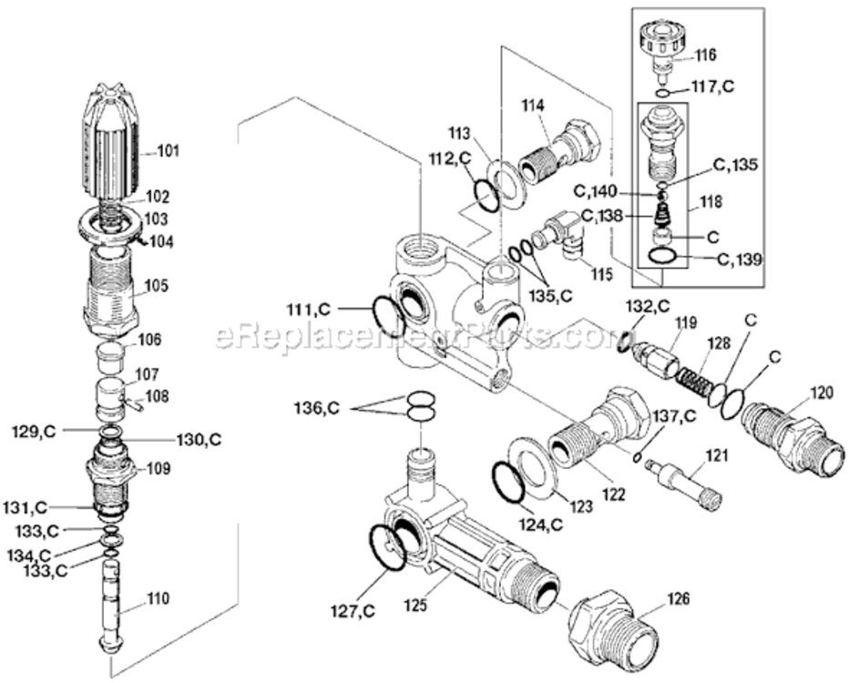 Page A Diagram and Parts List for 1503CWBS Type 1 DeVilbiss Pressure Washer