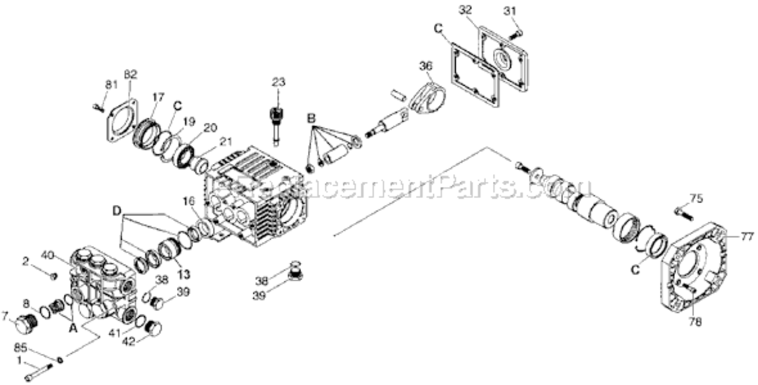 Page B Diagram and Parts List for 1503CWBS Type 1 DeVilbiss Pressure Washer