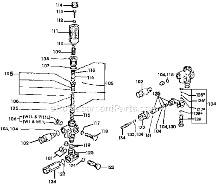 Page B Diagram and Parts List for 1603CWBS Type 3 DeVilbiss Pressure Washer